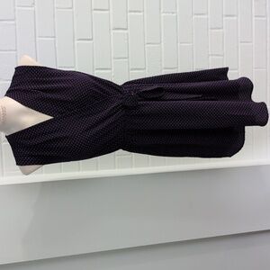 Monteau Navy & Red Polkadot Faux Wrap Dress Size S